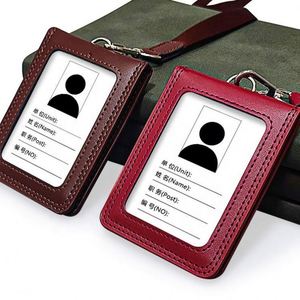 Porte-cartes d'identité et de visite en cuir PU personnalisé, fin, avec cordon, 3 tailles, style tendance - Product Image 4