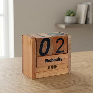 Calendario Perpetuo de Madera, Cubo de Planificación con Fecha Hecha a Mano, Organizador de Escritorio, Decoración para el Hogar y la Oficina - Product Image 2