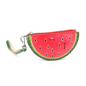Porte-monnaie en cuir véritable de vachette pleine fleur, motif fruit de dessin animé, avec porte-clés, petite pochette zippée pour enfants - Product Image 2