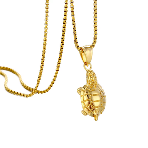 Collier pendentif tortue animal coulé vintage Collier acier titane Bijoux mode Collier unisexe acier inoxydable - Product Image 6