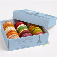 Boîte cadeau rigide en papier couché recyclable avec logo personnalisé pour macarons, confiseries, chocolats, pâtisseries, emballage de boulangerie avec insert à fenêtre