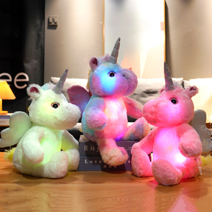 Peluche unicorno luminoso a LED-animale di peluche luminoso colorato e luce notturna (cavallo magico rosa) - Product Image 1