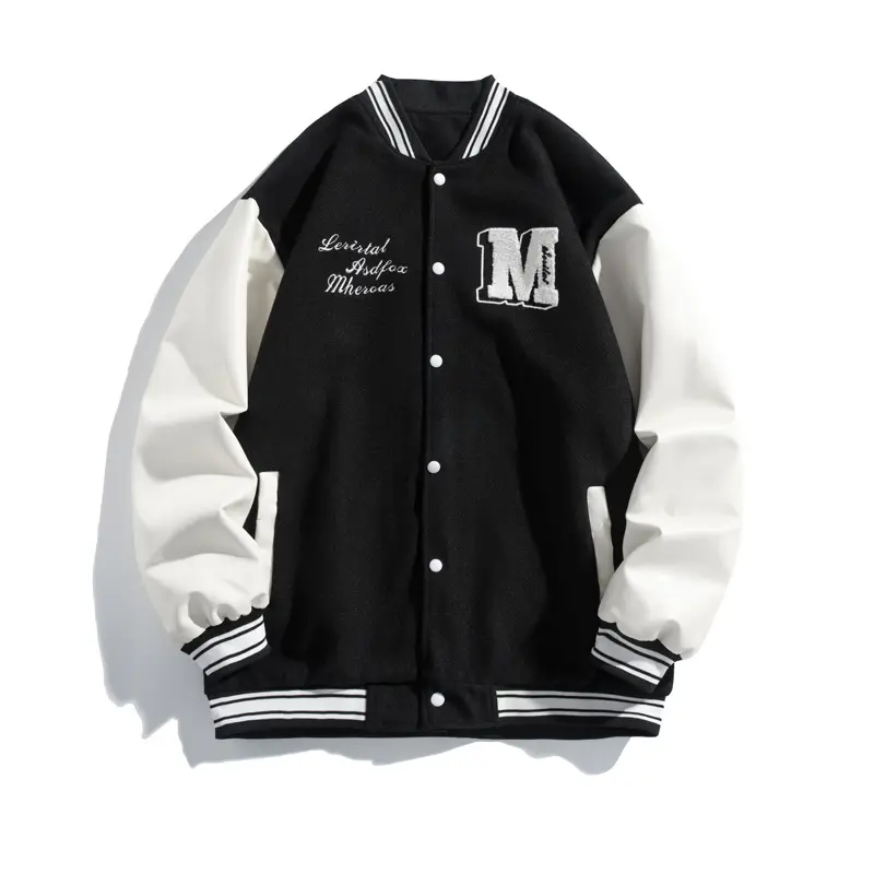 Oem Custom Logo patch ricamate Jaket Letterman Baseball Streetwear cappotto Varsity giacca da uomo