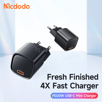 Cargador Mcdodo 402 USB Tipo C 20W PD Mini Super Rápido con Enchufe Europeo Certificado, Mini Cargador USB-C 20W PD para iPhone