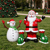 Ensemble de décorations de Noël extérieures résistantes aux intempéries en fibre de verre : Statues en résine de Père Noël, Bonhomme de neige et bottes d'elfe pour l'aménagement de jardin en période des fêtes