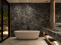 Dalle de marbre noir Alpes polie, panneau de pierre noire pour comptoirs, revêtement mural, bureaux d'accueil et aménagement intérieur de villas