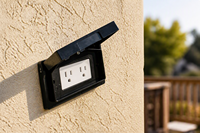 Cache-prise extérieur simple, résistant aux intempéries, noir, avec plaque rabattable en polycarbonate, conforme NEMA 3R, pour applications électriques extérieures