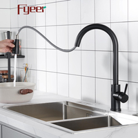 Fyeer – robinet d'évier de cuisine sans contact, vaporisateur extractible à capteur automatique, noir mat