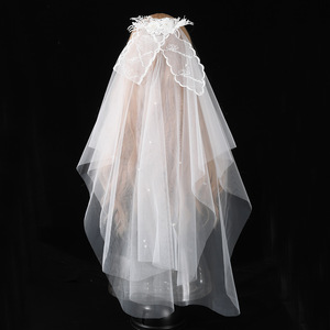 Voile de mariage longueur de taille courte <span class=keywords><strong>mariée</strong></span> <span class=keywords><strong>cheveux</strong></span> accessoires <span class=keywords><strong>mariée</strong></span> tulle peigne et bord crayon - Product Image 3