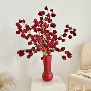Fleur artificielle lanterne à branche unique en soie, haute simulation, style naturel, pour décoration de mariage - Product Image 4