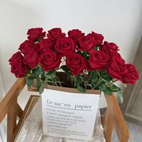 Rose artificielle réaliste à tige unique en velours, faite à la main, 51 cm, décoration de mariage, Saint-Valentin, fête des mères
