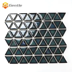 De cerámica esmaltada con forma triangular mosaico chino fábrica de fabricación triángulo verde azulejo de la pared de mosaico