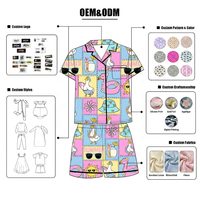 Babylovey Fabricant OEM ODM, vêtements pour bébés en bambou avec logo personnalisé, ensemble de vêtements pour enfants à manches courtes, ensemble de pyjama d'été pour bébés