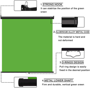 2x3M Toile de <span class=keywords><strong>fond</strong></span> murale à tirer vers le bas Portable Chroma Key Panel Green Screen for Background Removal Photography Live Gaming - Product Image 5