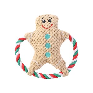 Jouets de Noël pour chiens : Peluche Père Noël, Pingouin, Bonhomme de pain d'épices, Jouet à mâcher en corde, Style dessin animé durable - Product Image 5