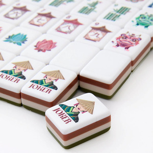 Luxury Modern Hand-Painted American Blue Acrylic <b>Mahjong</b> Tiles Custom Color 160pcs Durable Eco-Friendly Foldable Portable - Product Image 4