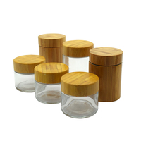 Tarro de crema facial resistente a niños, tarro de vidrio de madera de bambú, con tapas de bambú, 2oz, 4oz, 8oz