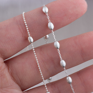 Cadena de Bolas/Cadena de Cable Creativa de Plata de Ley S925 con Cuentas Ovaladas <span class=keywords><strong>para</strong></span> <span class=keywords><strong>Hacer</strong></span> Joyas de Collar y Pulsera <span class=keywords><strong>para</strong></span> Mujeres y <span class=keywords><strong>Niñas</strong></span> - Product Image 4
