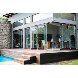 <span class=keywords><strong>Puerta</strong></span> de acristalamiento de <span class=keywords><strong>terraza</strong></span> apilable plegable deslizante sin marco de acordeón con vidrio templado de 10mm - Product Image 5