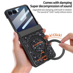 Funda Protectora de Lujo VIETAO de Cuero PU con Anillo Magnético y Soporte para Z <span class=keywords><strong>Flip</strong></span> 7/6, Carga Inalámbrica, Película Anti-Espía - Product Image 5
