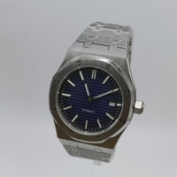 Montre à mouvement NH35, calendrier argenté bleu foncé, montre en acier inoxydable 904L, boîtier octogonal, montre pour homme