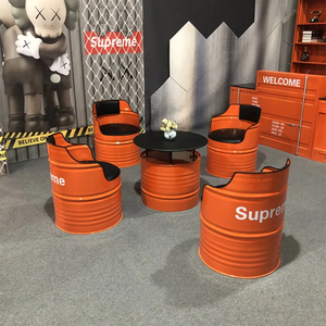 Y1201 innovador aceite cubo forma sofá Mesa fibra de vidrio silla escritorio conjunto para parque al aire libre lujo espacio público - Product Image 1