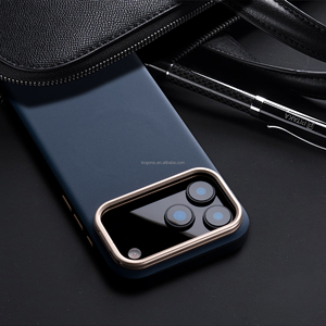 Étui en cuir véritable de luxe pour <span class=keywords><strong>iPhone</strong></span> 18, <span class=keywords><strong>coque</strong></span> antichoc magnétique avec support pliable - Product Image 2