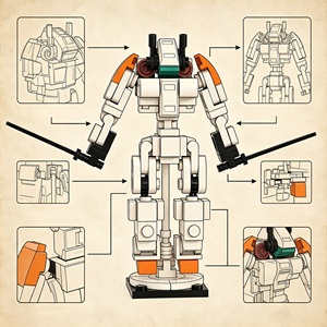 102Pcs Dual Blade Hunter Glow DIY Transforming Mecha Robot Building <b>Blocks</b> Bricks Set Educational STEM Construction Assembly Toy - Product Image 3