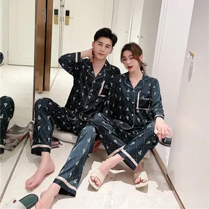 Malay Luxury Pajamas Men Sleepwear Suppliers Plus Size Sexy Silk Couple Pajamas Sets