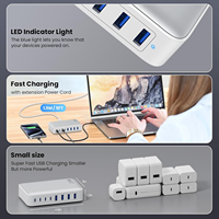 Bloc de chargeur USB C 200W, concentrateur de station de charge rapide GaN III 8 ports amélioré, adaptateur de chargeur pour ordinateur portable PD 65W