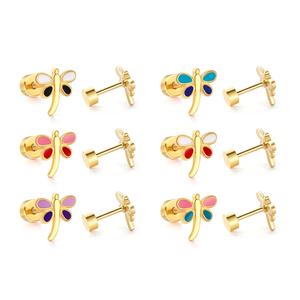 Boucles d'oreilles rondes en zircon multicolores en or 14k 18k au design simple, dernières tendances pour femmes et filles - Product Image 3
