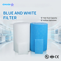 Manta de Pre-filtración de 10 mm de Profundidad Estándar, Fibra Sintética de Poliéster para Cabinas de Pulverización, Color Azul y Blanco para Cabina de Pintura