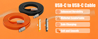 Cable de Silicona de 240W con Soporte Desmontable - Tipo-C Universal 90 °   Angle, Velocidad de Transferencia de Datos de 480 Mbps para iPhone 18 17 Pro Max