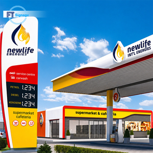 Tettoia Personalizzata per Stazione di Servizio con Struttura in Acciaio, Tetto in Membrana (PVC/PVDF/PTFE), <span class=keywords><strong>Design</strong></span> Modulare, Insegne a Pilone LED - Product Image 2
