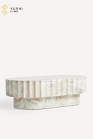 YUSHI Table basse ovale en marbre au design moderne et luxueux pour meubles de salon