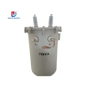 IEEE standard 75KVA oil immersed single phase pole mount transformer with two high voltage bushings