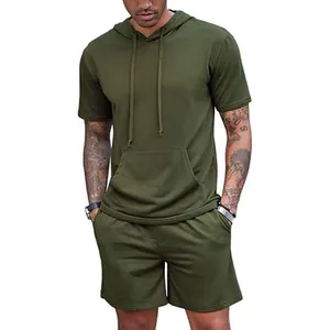 Custom Summer 100% Cotton Polyester Men's Hooded Track Suit Men Tracksuit Jogging Sport Suit For Men