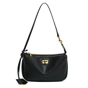 Sac à main de luxe de haute qualité pour femmes, sac à bandoulière en cuir véritable avec fermoir décoratif, sac bandoulière pour femmes - Product Image 1