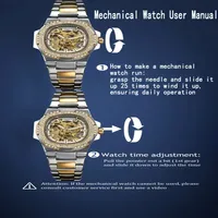 Montre automatique pour homme LONGLUX, montre-bracelet mécanique de luxe en acier inoxydable, squelette, étanche, avec diamants, vente en gros