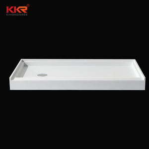KKR Base de salle de bain en pierre artificielle antidérapante, plateau de <span class=keywords><strong>douche</strong></span> <span class=keywords><strong>à</strong></span> surface solide en résine acrylique blanche - Product Image 3