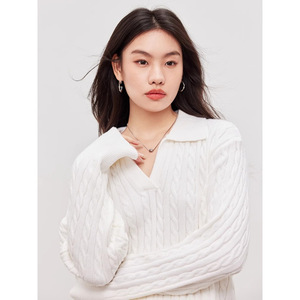 Pull-over tricoté à col en V pour <span class=keywords><strong>femme</strong></span>, anti-rides, pour l'hiver – Fabricants de vêtements personnalisés en stock - Product Image 5