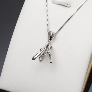 จี้เงินแท้ S925 รูปทรงหัวไม่สมมาตร ประดับมุก 837  ถาดเปล่าสำหรับทำเครื่องประดับ DIY อุปกรณ์ตกแต่งเครื่องประดับ - Product Image 4