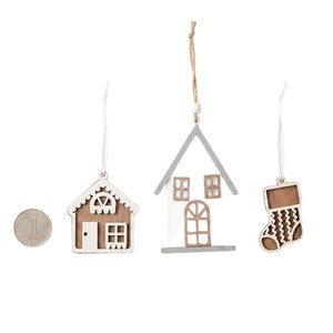 Adornos navideños de madera en patchwork al por mayor, casas de jengibre huecas, casas en miniatura 3D, medias navideñas, Navidad - Product Image 5