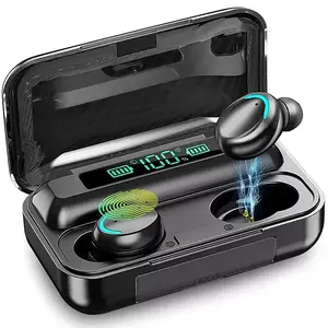 Auriculares inalámbricos originales de fábrica, auriculares TWS 9D Hifi estéreo resistentes al agua en la oreja, auriculares BT 5,0 con pantalla LED