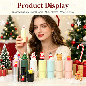 ISMAN 6g Bálsamo Labial Navideño en Tubo, Diseño de Santa, Muñeco de Nieve, Reno, Pingüino, Árbol, Regalo, Envase Cosmético de Plástico Mate Retráctil, Venta al por Mayor, Vacío - Product Image 2