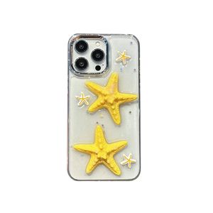 Coque de téléphone de luxe 3D Thème Océan Étoile de mer pour iPhone 17 16 15 14 Pro Max, transparente, antichoc, en TPU souple avec paillettes - Product Image 5