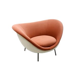 Sillón Moderno Minimalista de Dos Tonos, Tapizado en Terciopelo Ecológico, con Estructura Curva y Patas Metálicas, para Sala de Estar, Dormitorio y Vestíbulo de Hotel - Product Image 1