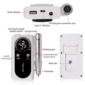 Machine à percer les ongles électrique professionnelle OEM 45000 tr/min V2 rechargeable portable à faible bruit pour manucure et pédicure - Product Image 5