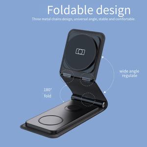Nouveauté 2026 : Station de charge sans fil pliable 3 en 1 pour <span class=keywords><strong>iPhone</strong></span>, Apple Watch et AirPods, support de charge rapide, cadeau promotionnel - Product Image 3