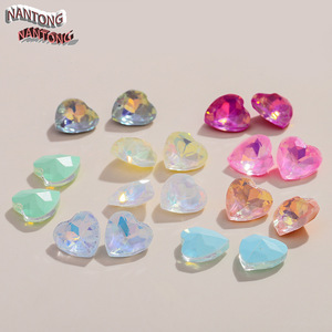 Strass en verre cristal en forme de cœur pour nail art, accessoires de bijouterie DIY, lot en vrac, non toxique, motifs d'amour - Product Image 3